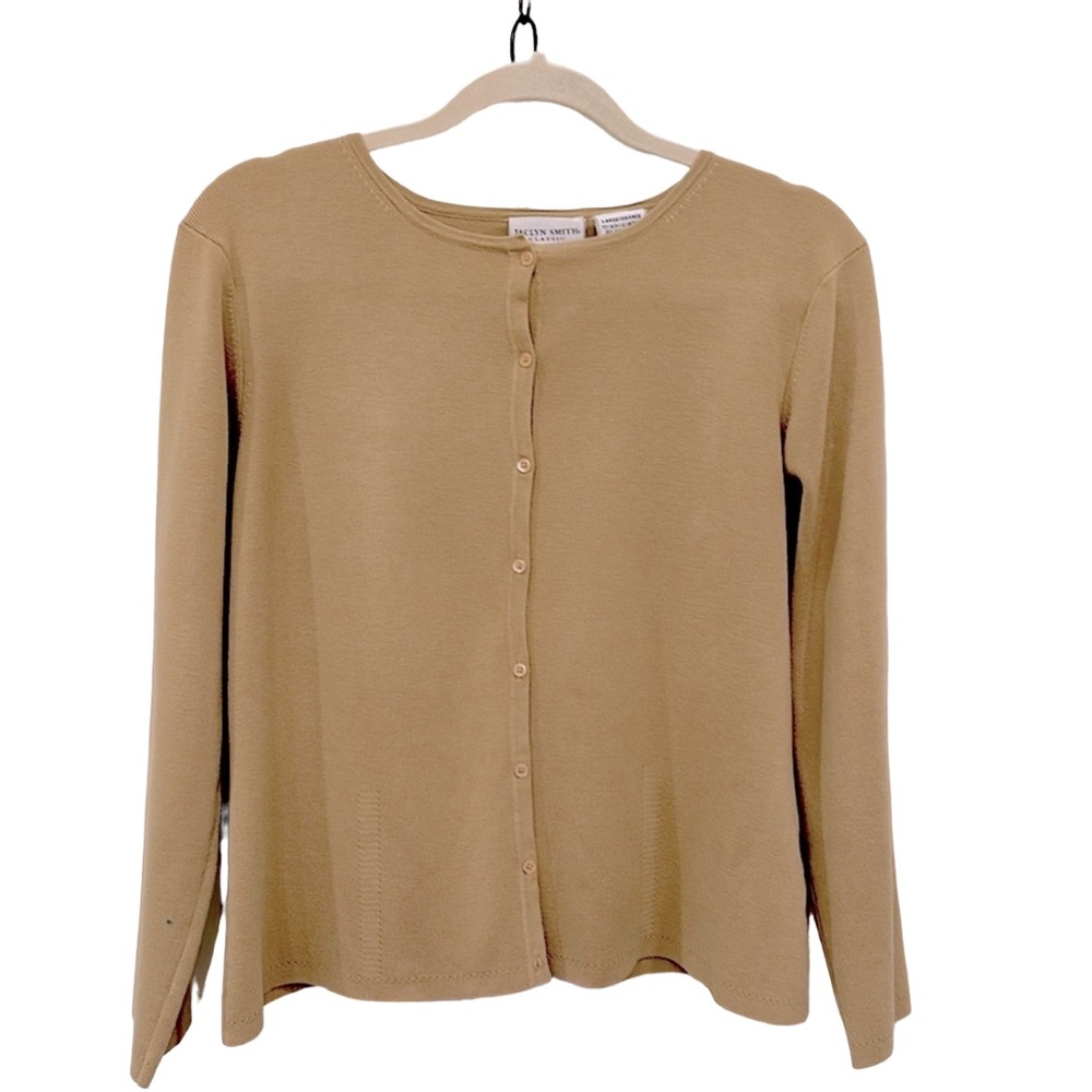 JACKYN SMITH CLASSIC Cardigan Large Light Tan Neutral